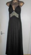BEAUTIFUL VINTAGE LONG  BLACK HALTER NECK  EVENING DRESS  BY C&A SIZE 8/10
