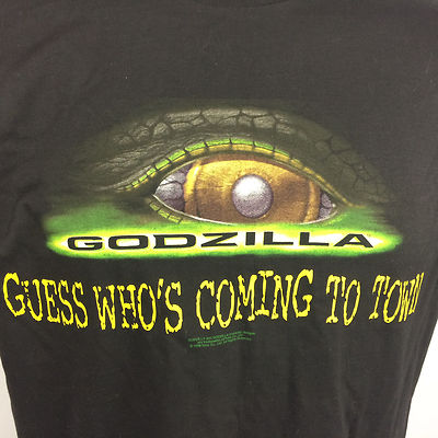 Minty Vtg 90s Godzilla Movie TV Show T Shirt 1998 Black Dinosaur