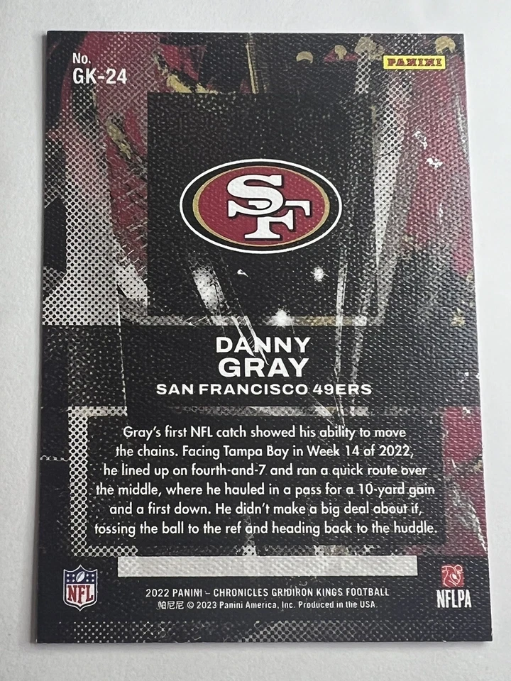 2022 Panini Chronicles Gridiron Kings RC Danny Gray #GK-24 49ers Football - Image 2 of 2
