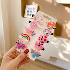 10Pcs/Set New Girls Cute Cartoon Unicorn Hair Clips Kids Lovely Hairpins Ice Cre