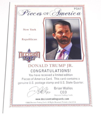 2022 Leaf Decision Donald Trump Jr Pink Pieces of America Coin #d