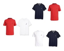 Nautica Boys' Youth 2-Pack V-Neck Short Sleeve Solid T-Shirts