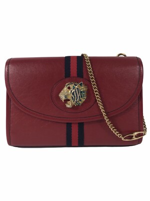 Gucci Rajah Web Chain Leather Crossbody Wallet On Chain WOC