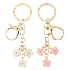 Ouligay 2 sztuki Brelok w kwiaty Różowy brelok dla kobiet z zapięciem homarowym 