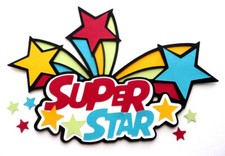 Premade Pieced Title for Scrapbooks, Super Star, School, Sports, Dance, Band