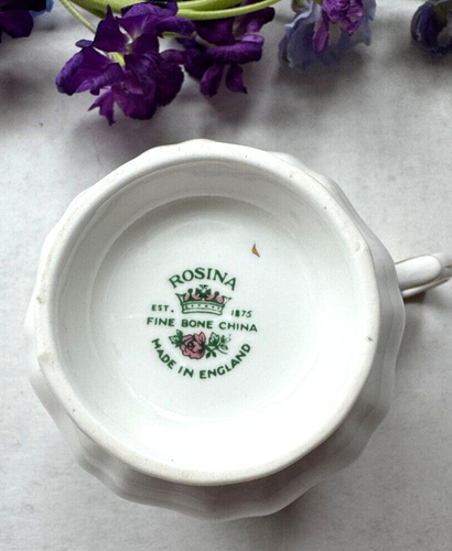 ROSINA Fine Bone China Footed CUP & SAUCER Gold Trim BIRDS ON PINE, England . - Picture 8 of 11