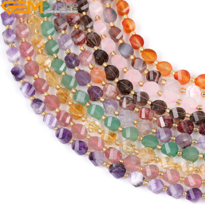 8/10mm Twist Natural Jasper Quartz Gemstone Charms Beads For Jewelry Making 15''