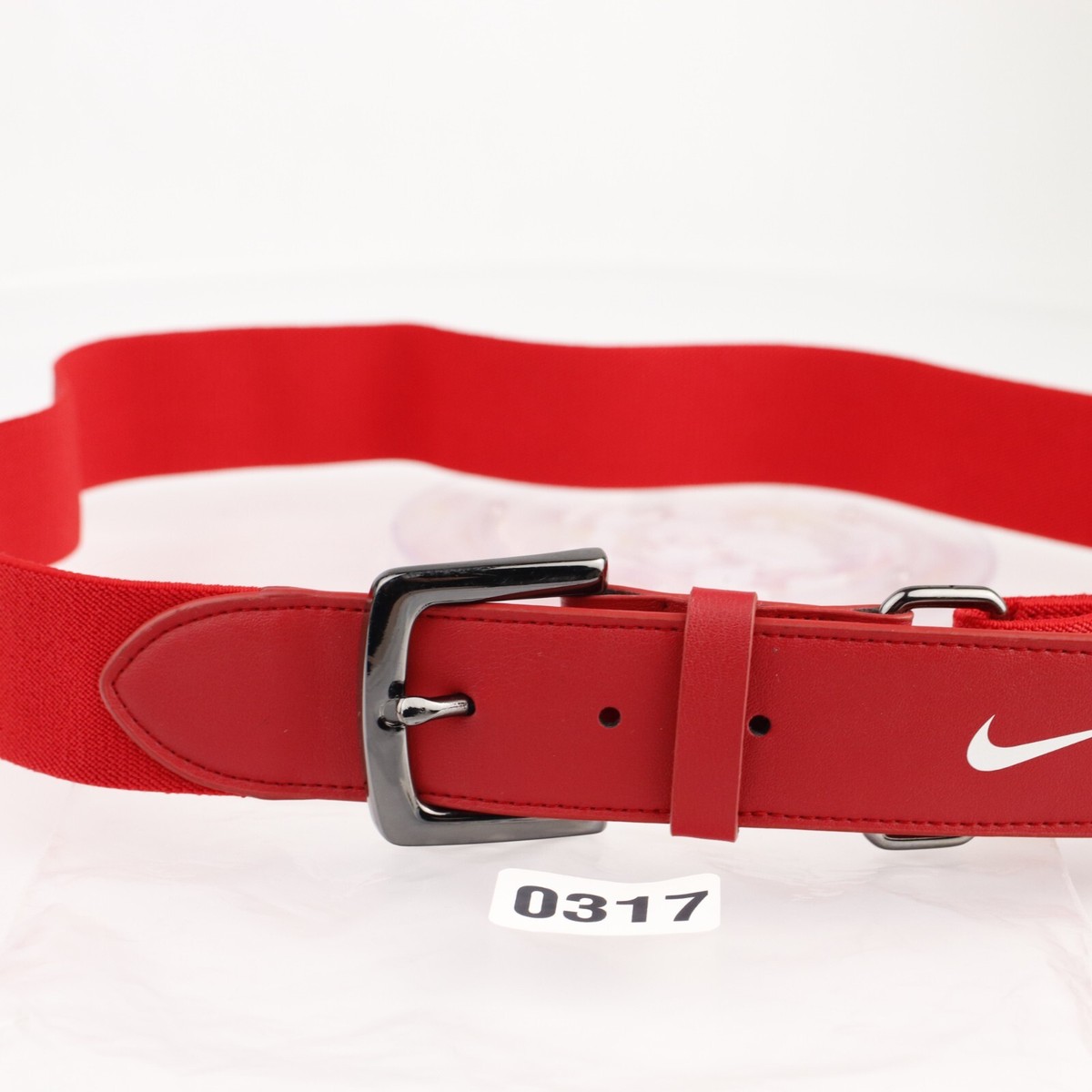 Nike Mens Belt Adjustable Size 28 - 44 Red Elastic Sport