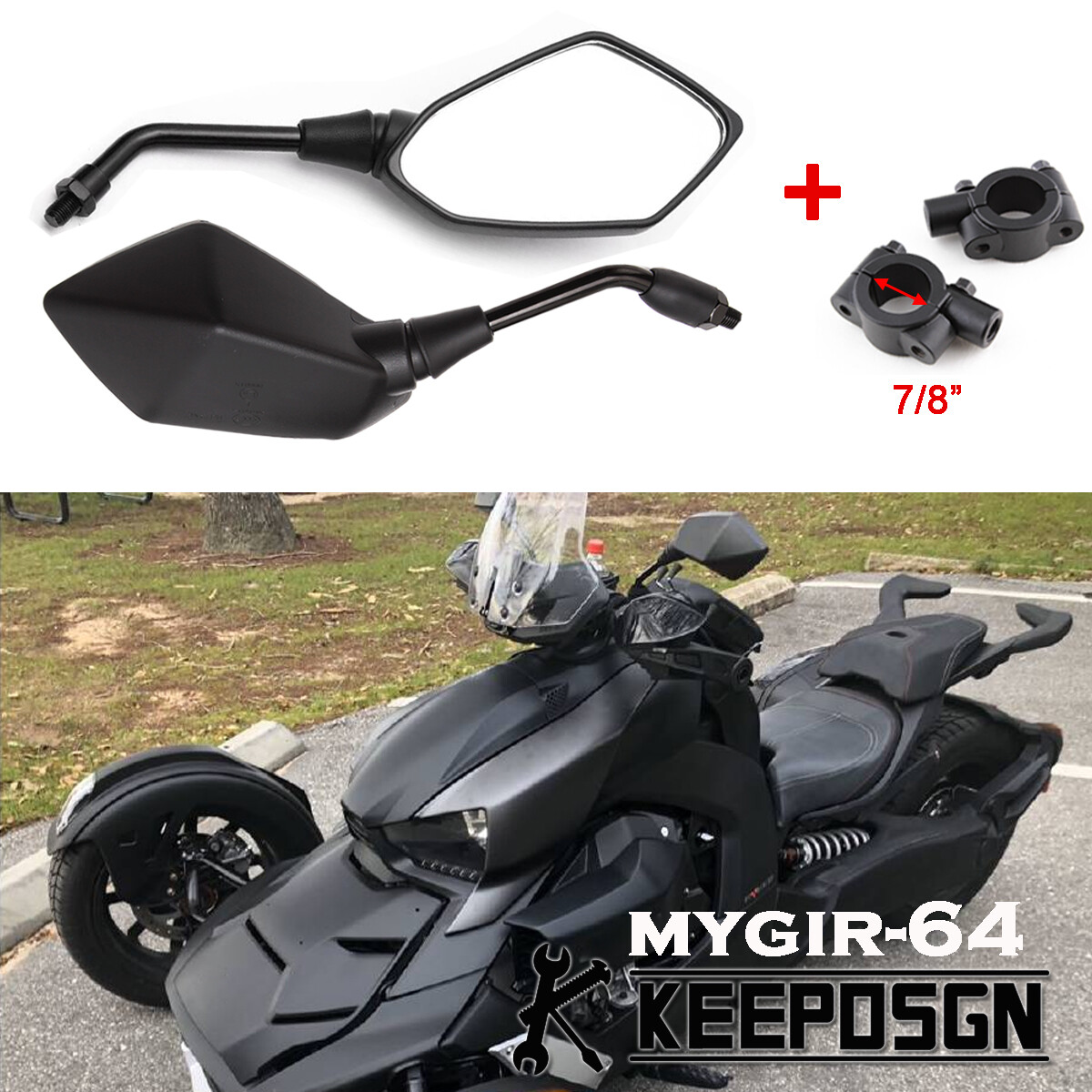 ATV Handlebar Side Mirrors For Can Am Ryker Outlander 500 570 650 800