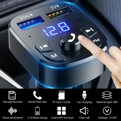 Bluetooth 5.0 FM Transmitter Auto MP3 Player USB Stick KFZ SD Freisprechanlage