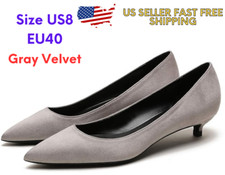 Kitten Heel Pumps Closed Pointed Toe Slip On Dress Office Wedding Bridal Shoes