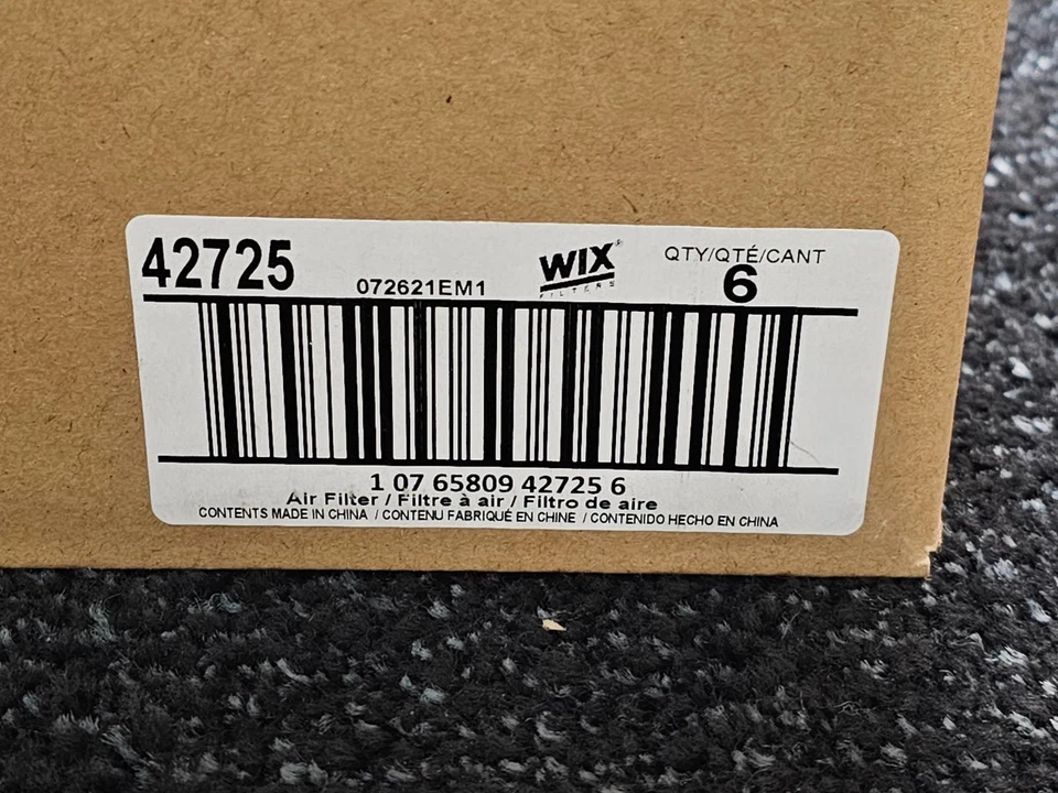 Filtro de aire de celulosa panel WIX 42725 (CANTIDAD 2) para Dodge Ram 1500 2004-2007 Foto 3 de 4