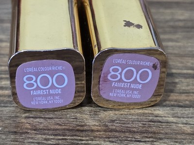 LOT 2 LOREAL Colour Riche Original Satin Lipstick 800 Fairest Nude NEW RETIRED
