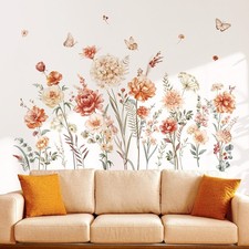 Boho Flower Wall Decals Wildflower Garden Floral Grass Wall Stickers Girls