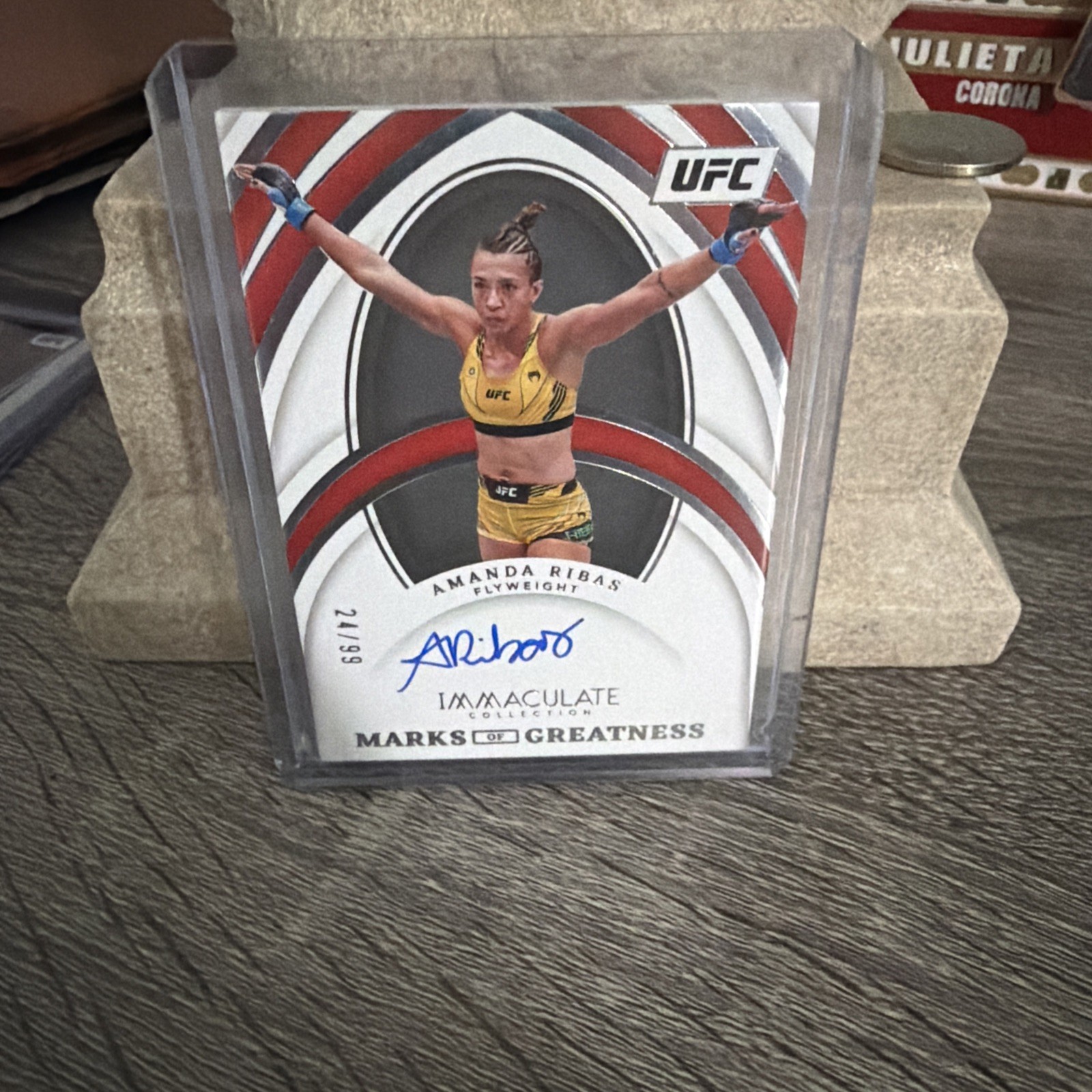 2022 Panini Immaculate UFC Amanda Ribas Marks of Greatness AUTO #95/99 signed