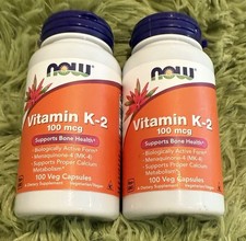 Lot Of 2 NOW Foods Vitamin K-2, 100 mcg, 100 Count Each 07/2027