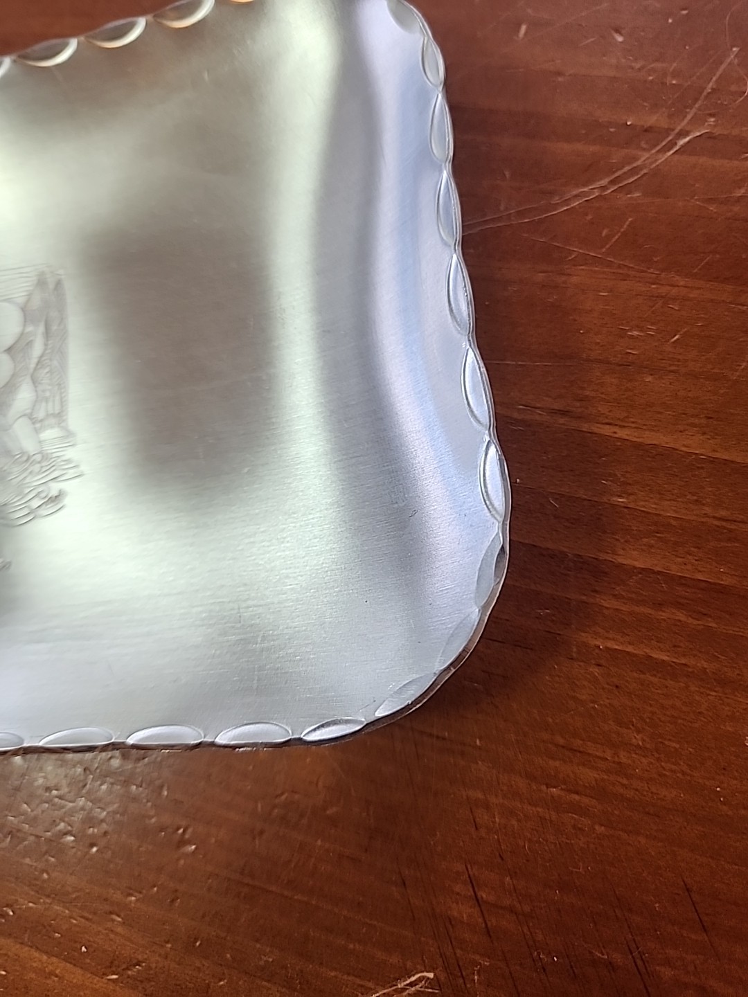 Vtg Ulvik i  Hardanger Norwegian  Pewter Viking Folk Art Tray 9.25" x 5"