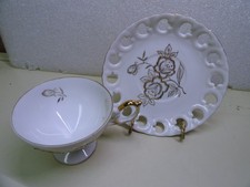 Vintage Lipper and Mann Gold & White Floral Teacup and Saucer