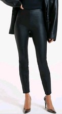 Good American Women Black Faux Leather Leggings Size 3 High Rise Stretch Pants