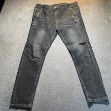 JN adamo Jeans Men's W38 L36 Black Straight Polyester Denim