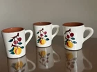 VTG Stangl Pottery set of 3 Mugs hand decorated redware “Fruit” pattern