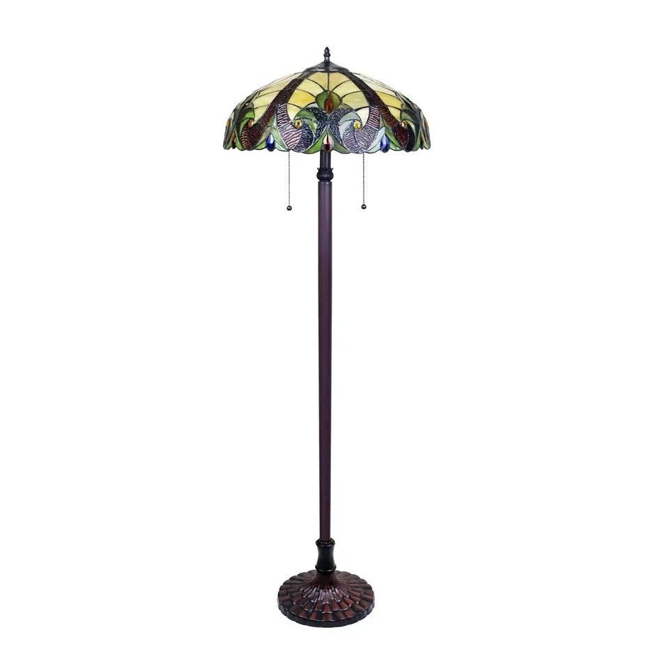Floor Lamp Tiffany Style Stained Glass with Victorian Design Shade - Image 3 of 4