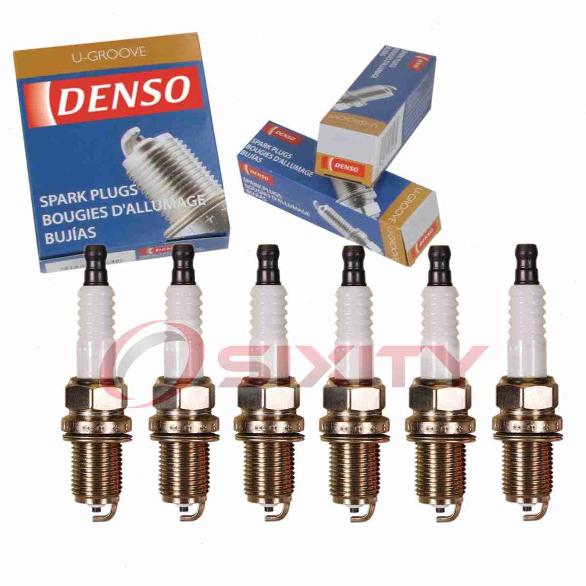 6 pc DENSO 3308 Standard U-Groove Spark Plugs for K24PR-U11 2668 Ignition pt