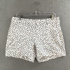 Nautica Shorts Womens 8 Fish Print Chino Zip Fly Pockets Casual Stretch White