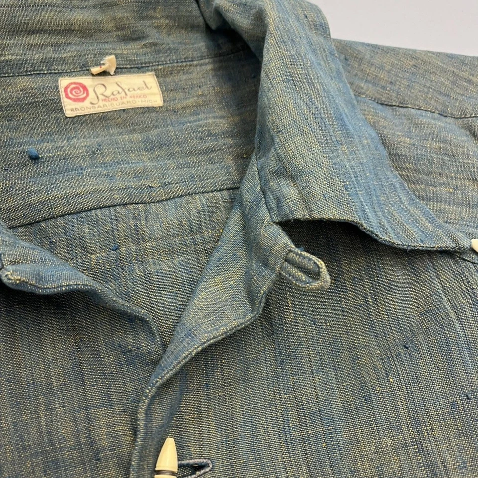 Collar Cubano Guayabera Verde Rafael Años 60 Vintage Verdadero Foto 3 de 4