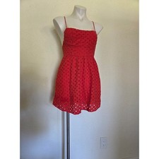 Show Me Your Mumu Red Eyelet Mini Dress Open Back Tie Small Pockets Summer
