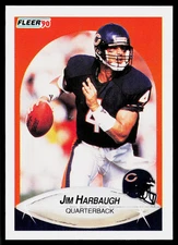 Jim Harbaugh, 1990 Fleer Football Card, #293, Chicago Bears, RC