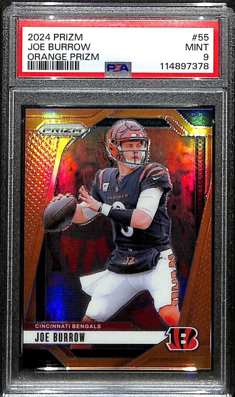 2024 Panini Prizm Prizms Orange Refractor 55 Joe Burrow 139/249 PSA 9 MINT