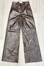 Universal Threads High Rise Wide Leg Faux Leather Pants Women Size 00R Brown NWT