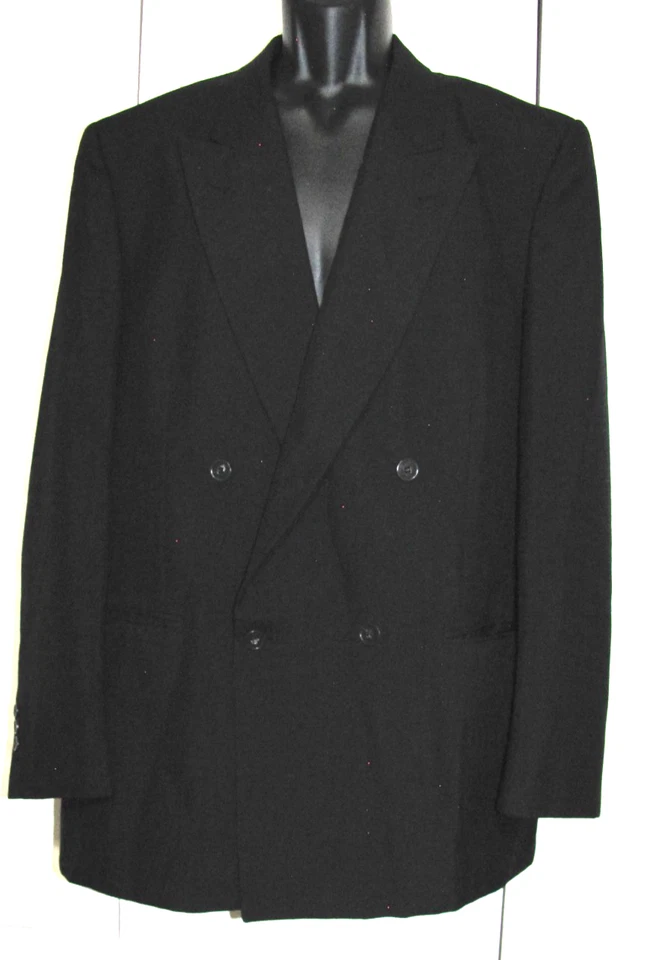 Blazer Traje-Chaqueta Oscar De La Renta Hecho a Mano Negro Doble Pecho Pico 42 Foto 3 de 4