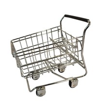 Kids Miniature Metal Shopping Cart Toy Chrome Grocery Basket with Folding Seat
