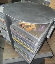 Vintage 80 CD Storage Spinning Carousel Rack Tower 360 Rotating Black Round