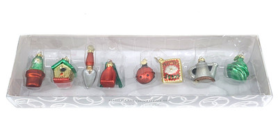 Dept 56 Mini Glass Ornaments Gardening Theme Set of 8 New in Package