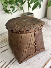 Rare Vintage Native American Brown Birch Bark Basket  4.5&rdquo;x5&rdquo; Top Rim