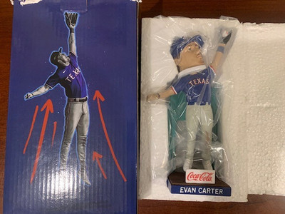 2024 Evan Carter Texas Rangers ''THE CATCH'' Bobblehead 4/8/24 - NEW In Box