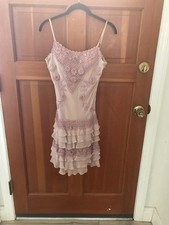Y2K Vintage Sue Wong Romantic Lace Chiffon Dress Size 4 AS IS Repair