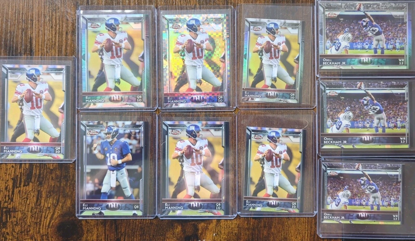 2015 Topps Chrome - Eli Manning #55 Checkerboard Refractor Odell Beckham Jr