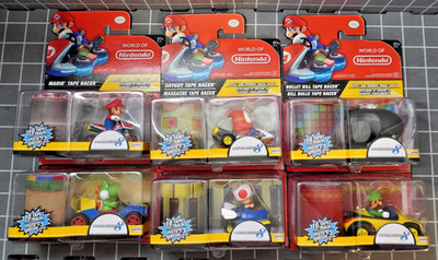 Jakks World of Nintendo MARIO KART 8 Tape Racer 1-1 FULL SET OF 6 RARE! 2015