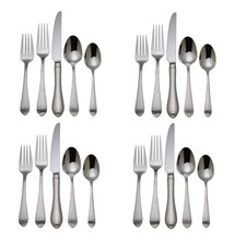 Reed & Barton Hammered Antique 18/10 Stainless Steel 20pc. Flatware Set