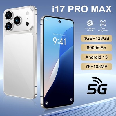 White - I17 Pro Max 5G Smartphone 7.3'' Android 15 4GB+128GB Cellphone Dual SIM