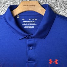 Under Armour The Performance Polo Shirt Men  s XL Checkered Short Sleeve Blue