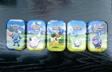 Artset 5 Mini Tin Pokemon Ascesa Eroica - con Sticker - vuote senza pacchetti 