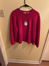 Classic Elements Size L Snowman On A Red Sweatshirt.
