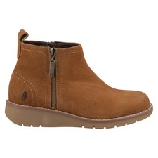 Hush Puppies Womens Boots Ankle Libby Suede Leather Zip tan UK Size