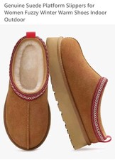 Warm Comfy Furry Shoes for Women Slippers Platform Fuzzy Slippers for Outdoor