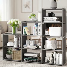 Freestanding Grey 9-Grid Bookshelf - Stylish Storage Solution for Any Room
